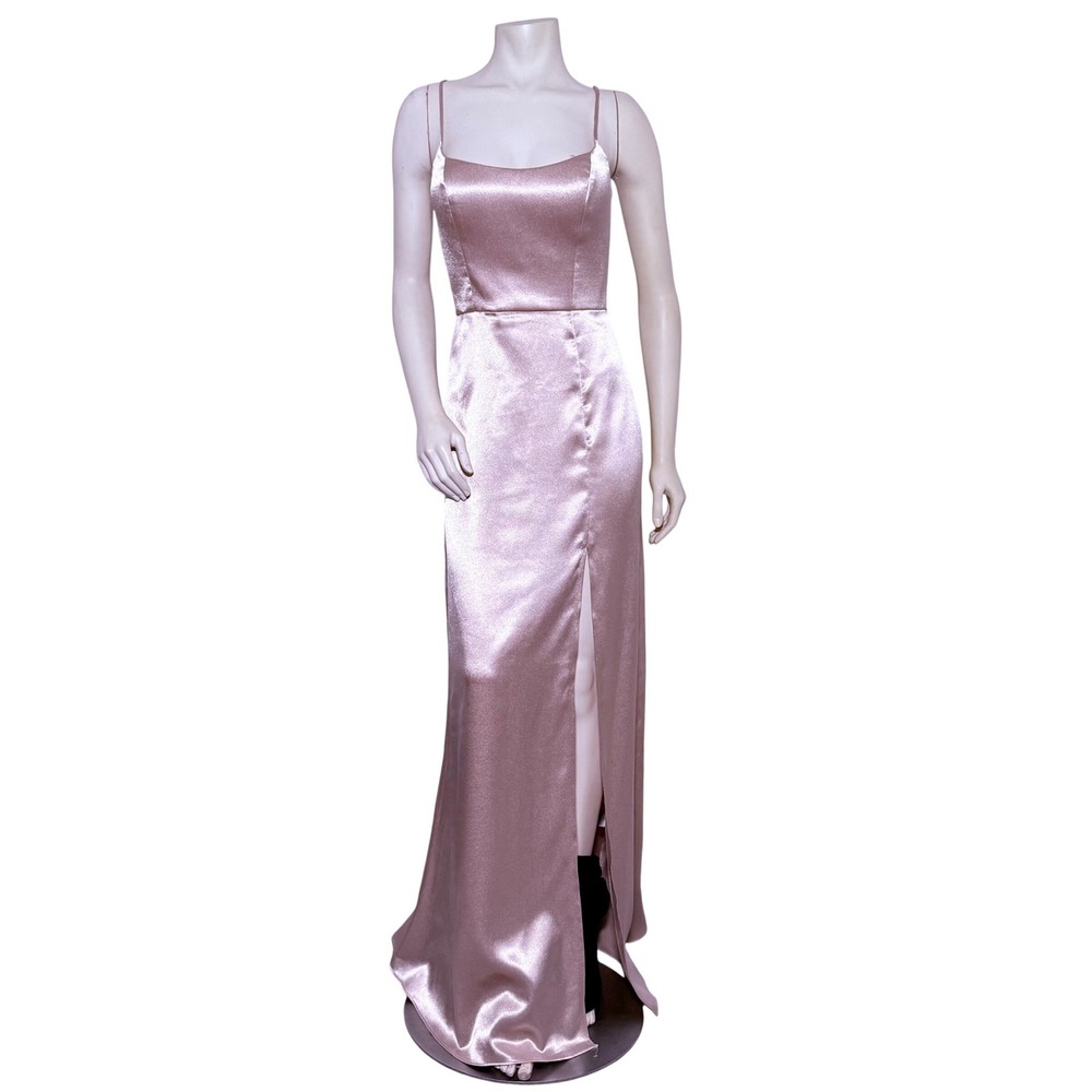 Jenny Yoo Chase Dress Womens 8 Pale Gold NEW Satin Back Crepe Bridesmaid Gown